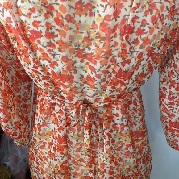 Like New Womens Autumnal Falling of the Leaves Balloon Sleeves Blouse Top - Picture 10 of 13